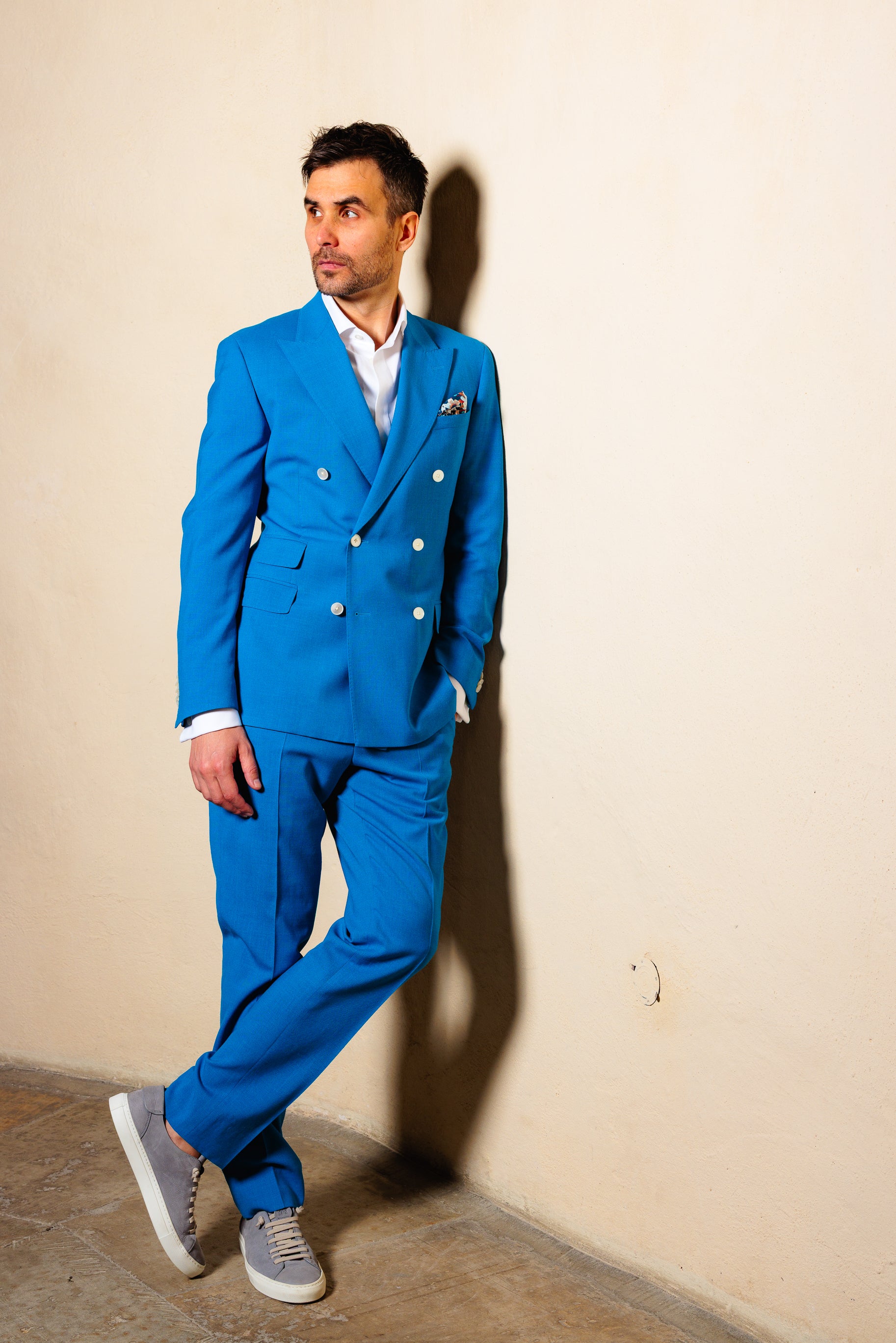 Double-Breasted Suit "SAVILE" / Wool, Silk & Linen