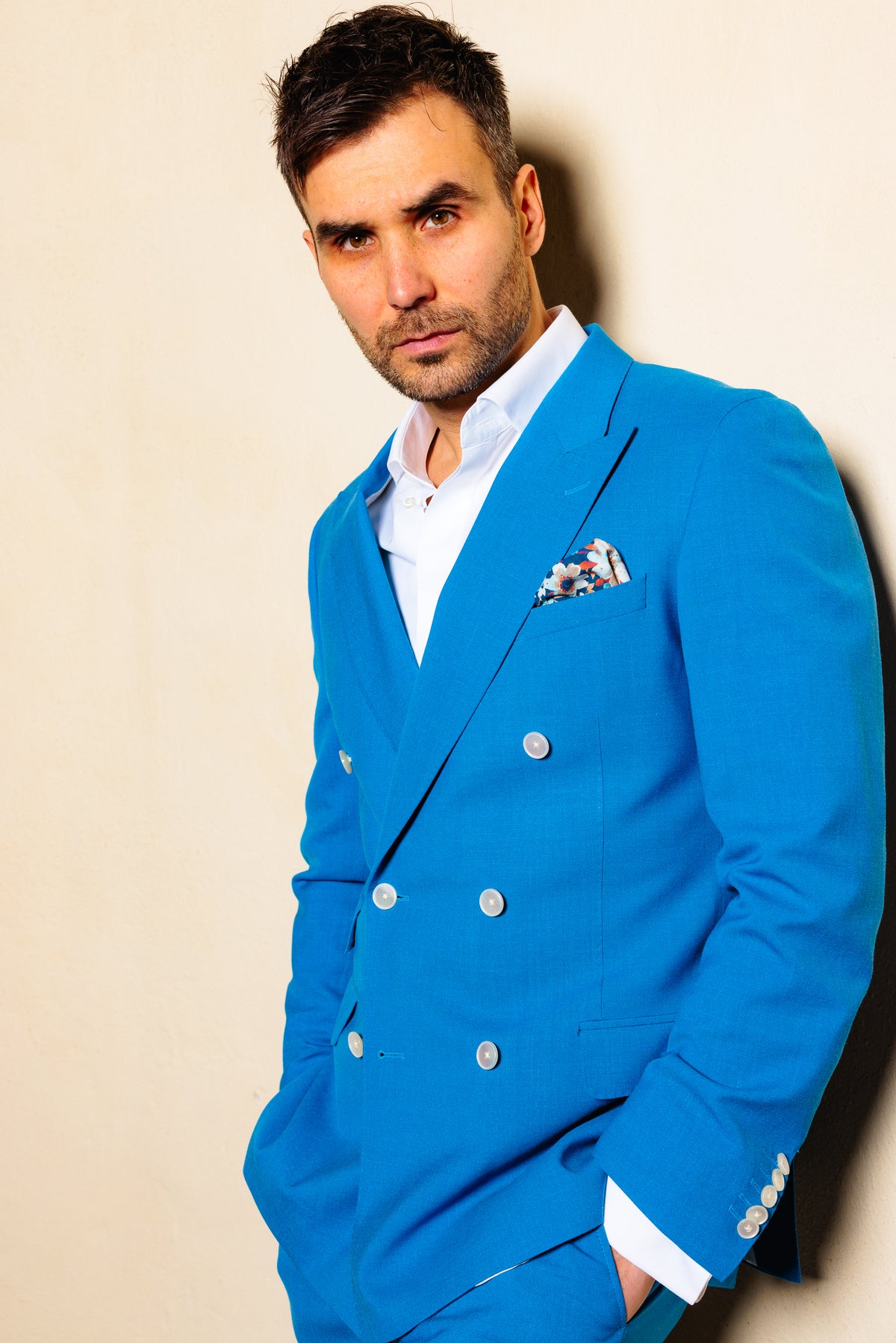 Double-Breasted Suit "SAVILE" / Wool, Silk & Linen