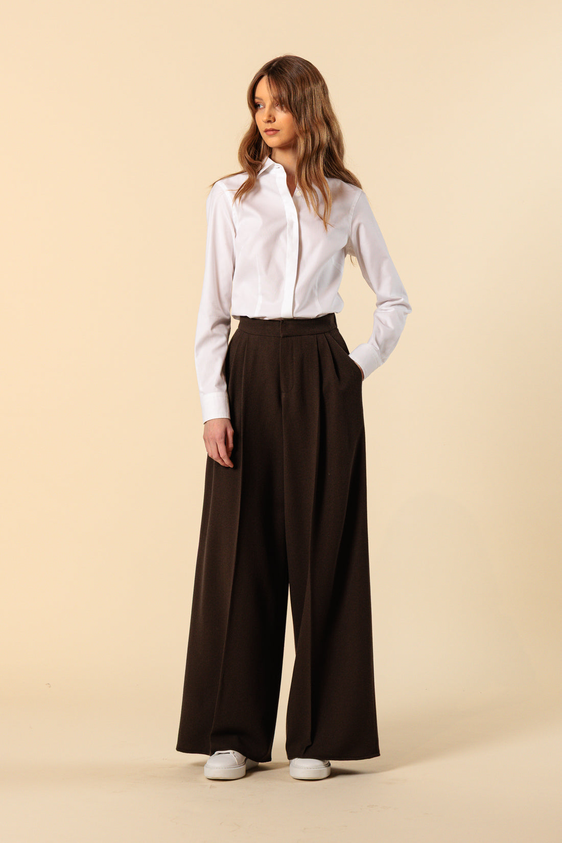 Trousers "BORDEAUX MAXI" / Light Wool Crepe