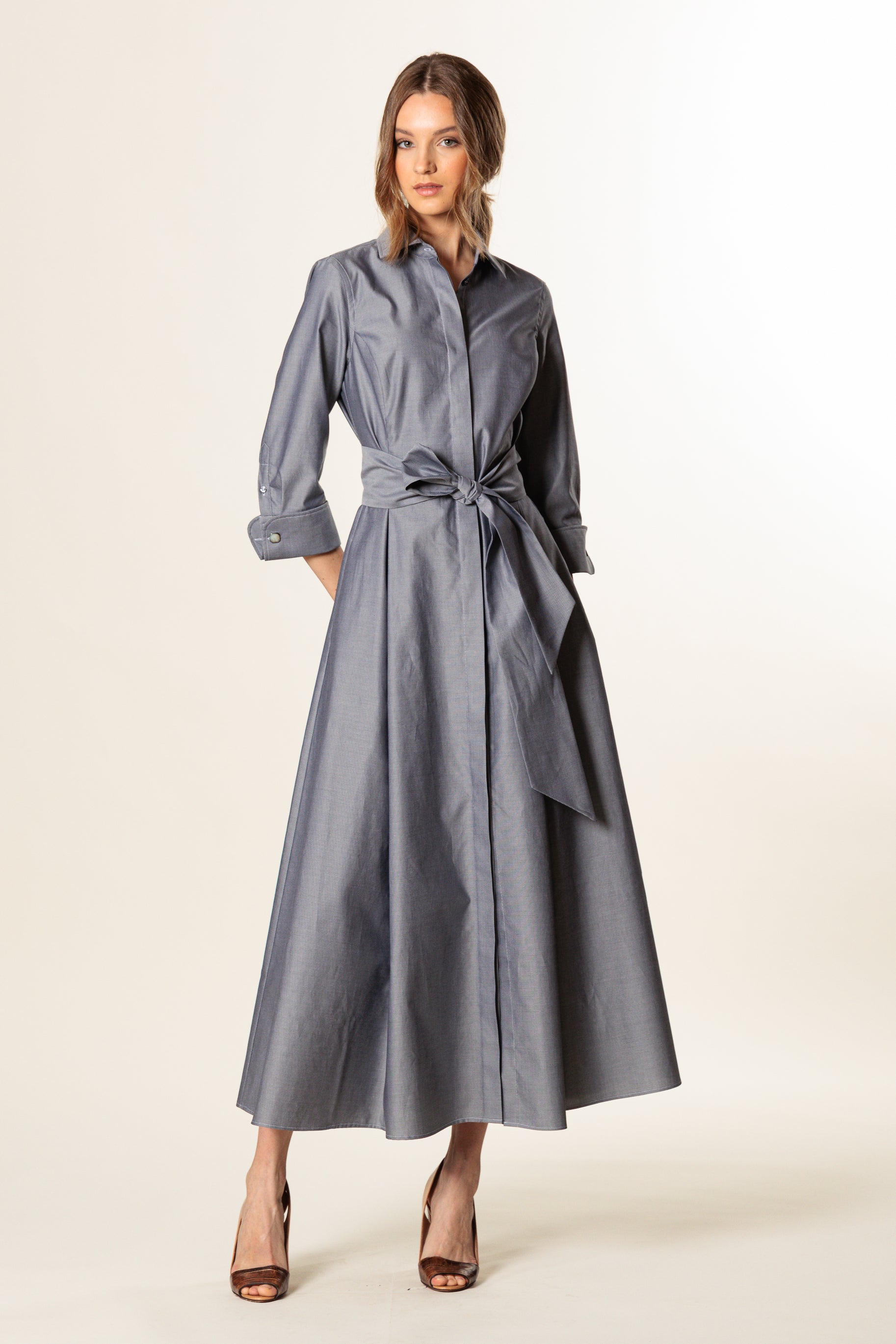 Shirtdress "KATE MIDI" / Royal Oxford Cotton