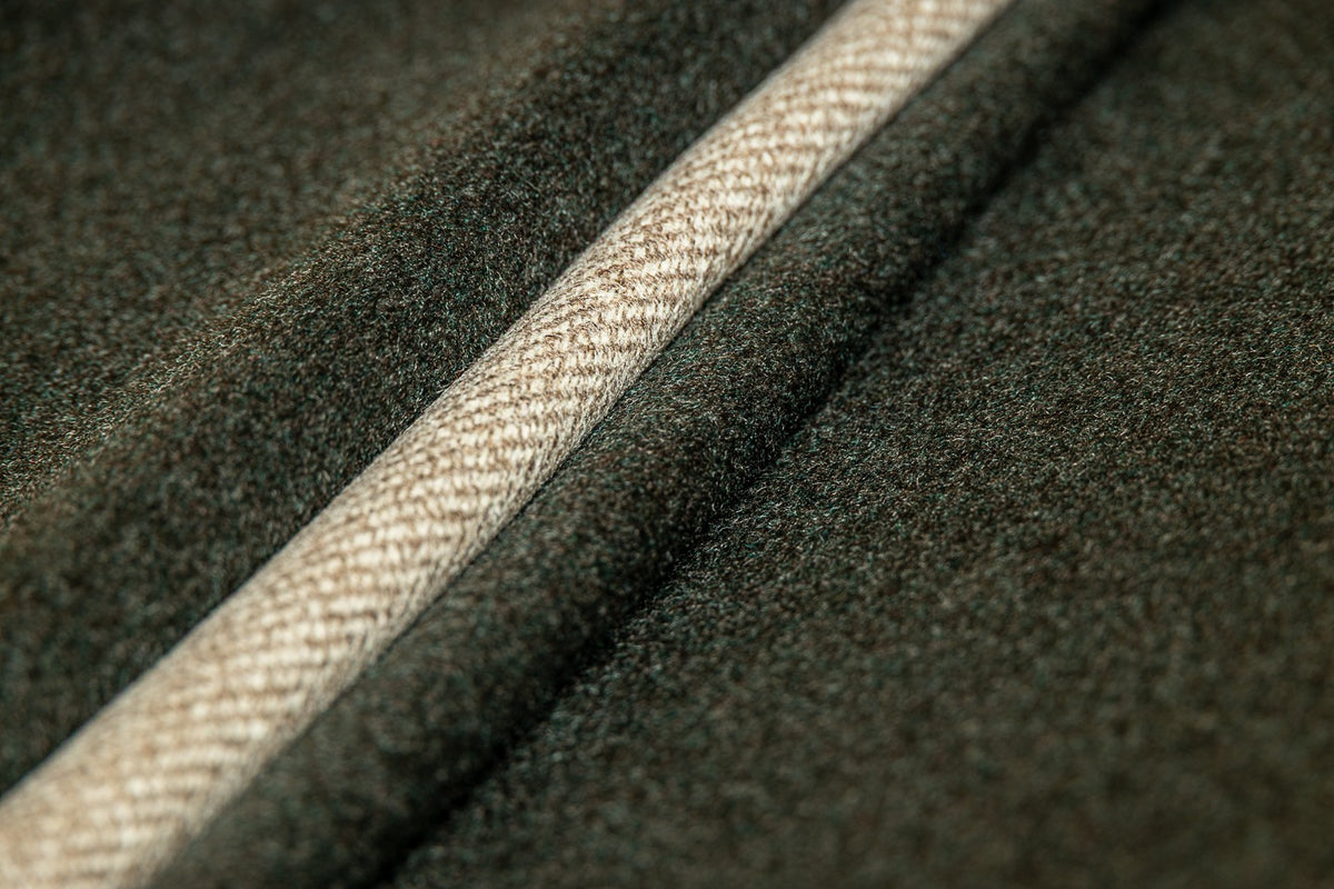 Loro Piana green and beige overcoat fabrics